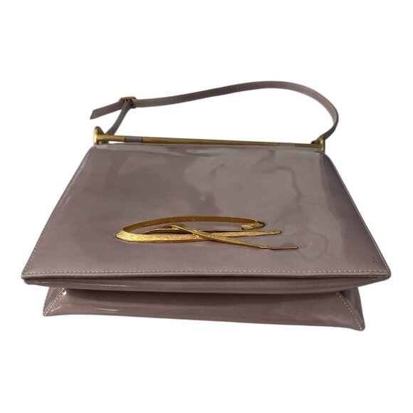 Christian Lacroix Paris Mauve Patent Leather Shoulder Bag with Gold Hardware - Picture 7 of 12